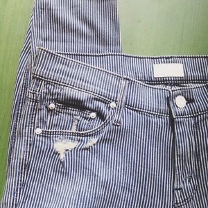 Mother The Vamp Pinstripe Blue White Pants